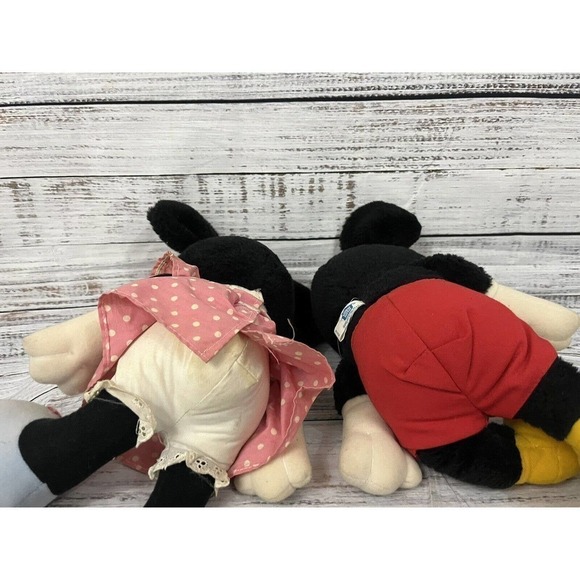 Vintage Set 16" Disney World Vintage Minnie & Mickey Mouse Plush Hasbro Softies - Picture 12 of 12